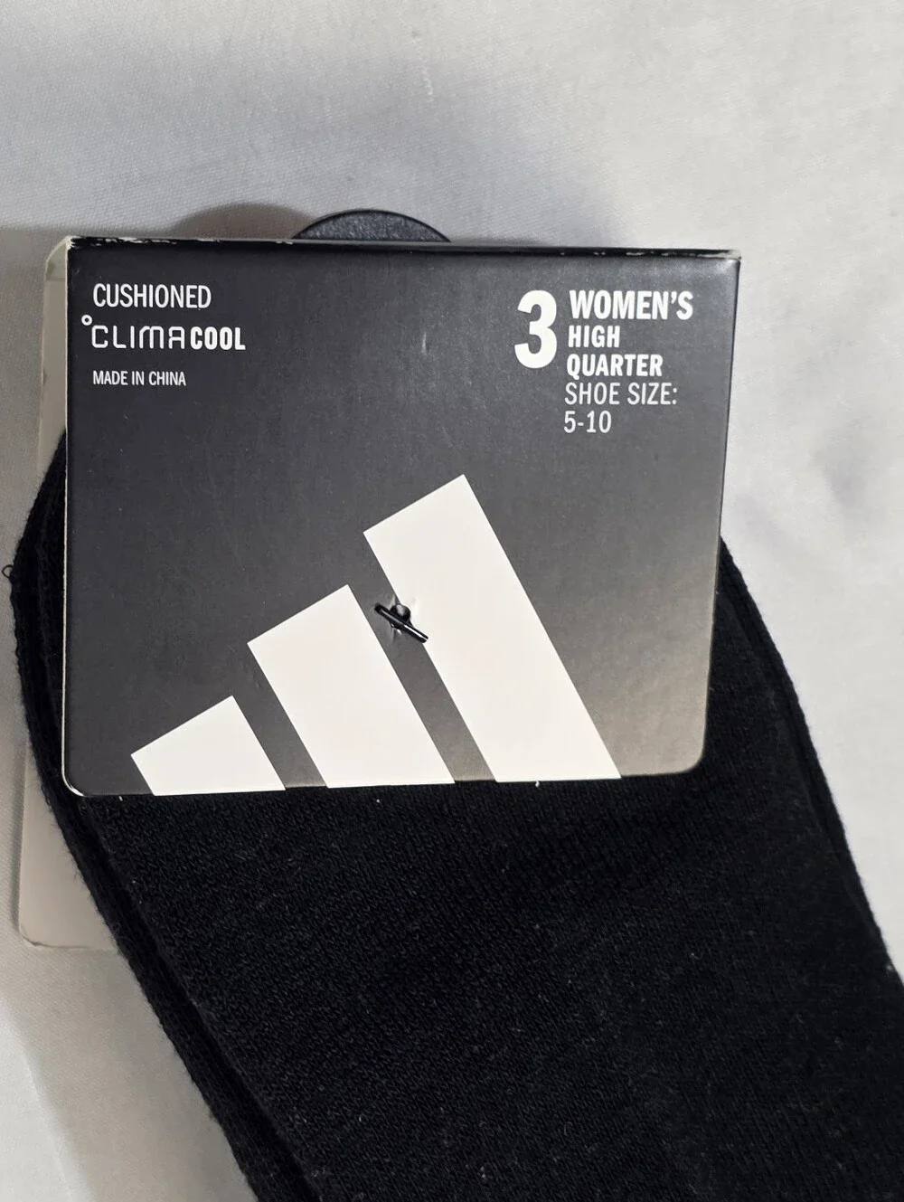 adidas Cushioned 3 Stripe High Quarter Crew Socks Womens Size 5-10 Climacool 3Pk